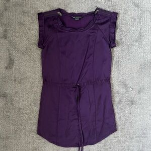 Armani Exchange Purple Silk Waist Tie Top